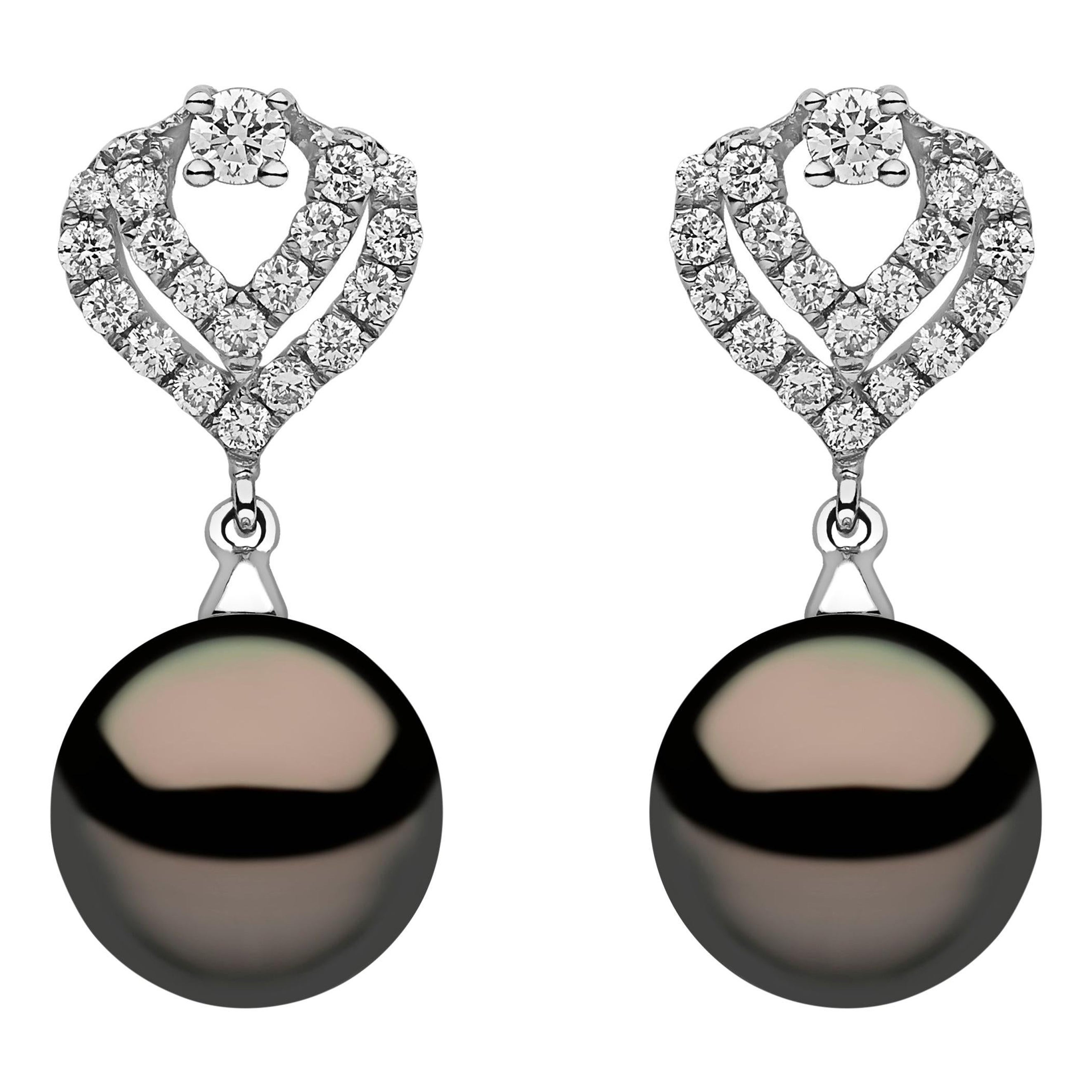 Pendientes Yoko London de perla de Tahití y diamantes en oro blanco de 18 quilates