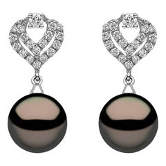 Yoko London Tahitian Pearl and Diamond Earrings in 18k White Gold