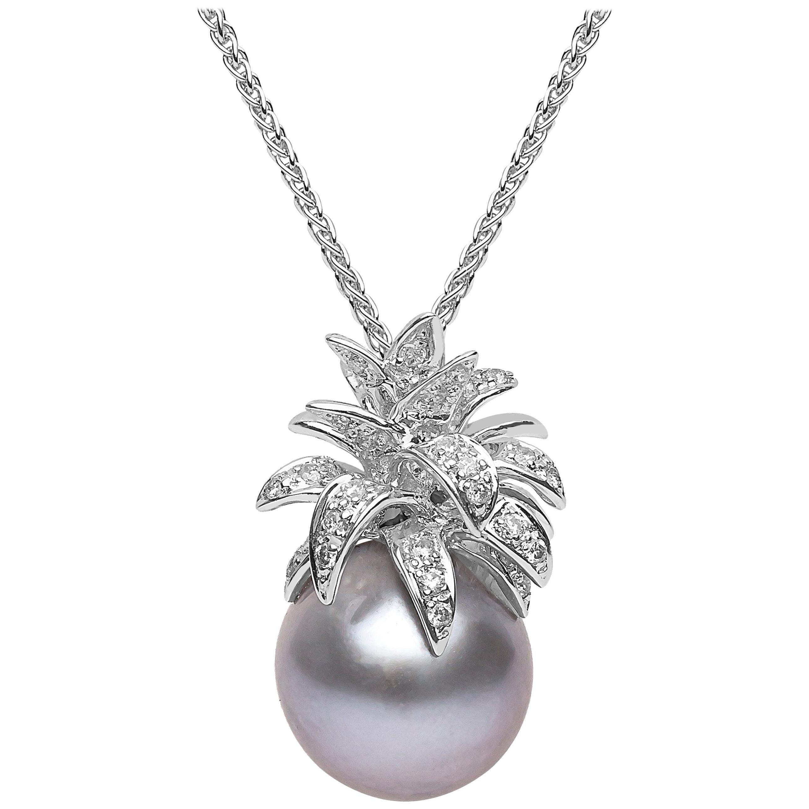 Yoko London Tahitian Pearl and Diamond Pineapple Pendant set in 18 Karat Gold