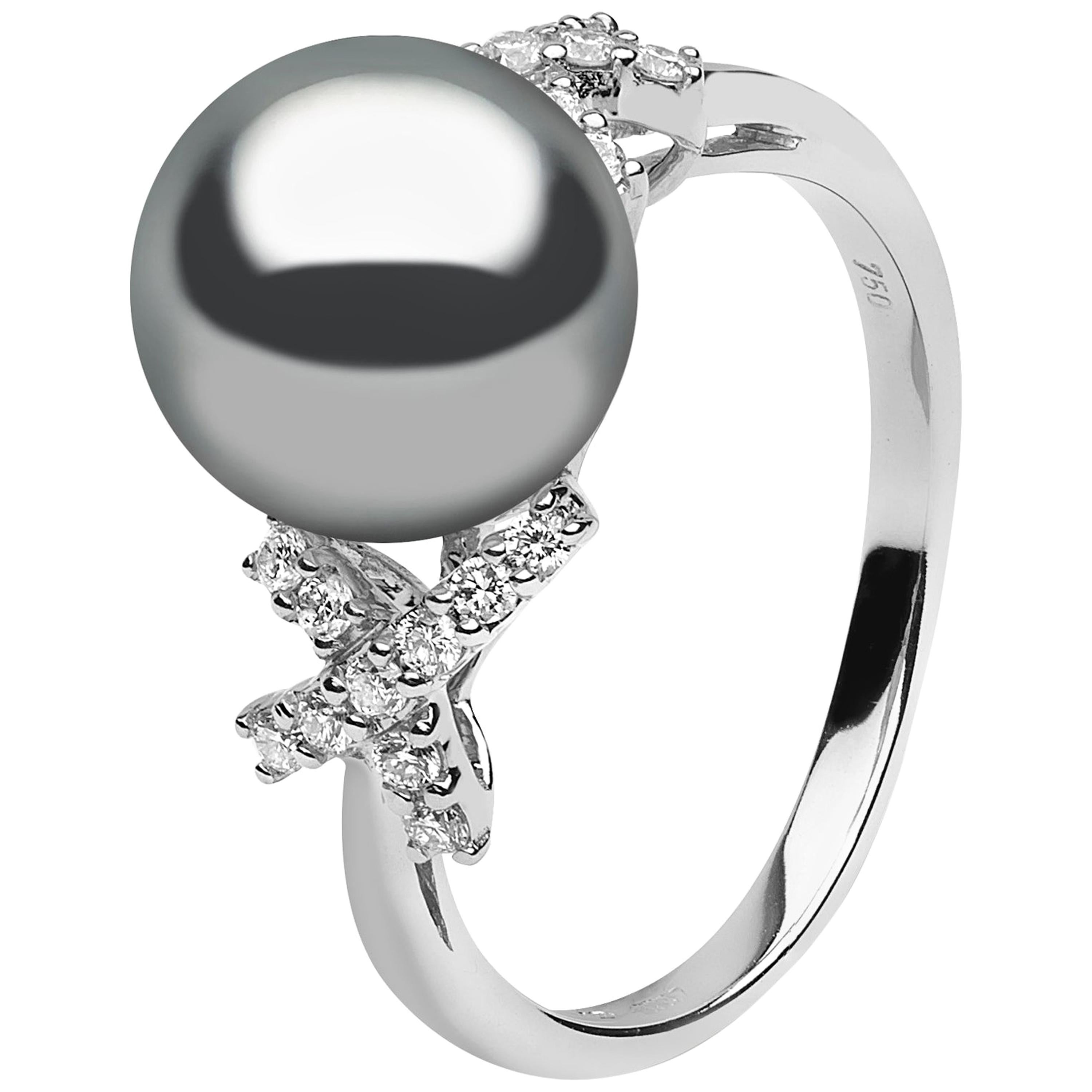 Yoko London Tahitian Pearl and Diamond Ring in 18 Karat White Gold