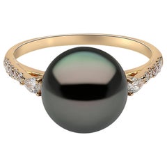 Yoko London Tahitian Pearl and Diamond Ring in 18 Karat Yellow Gold