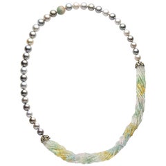 Yoko London Tahitian Pearl Multi-Stone Necklace in 18 Karat Black Gold