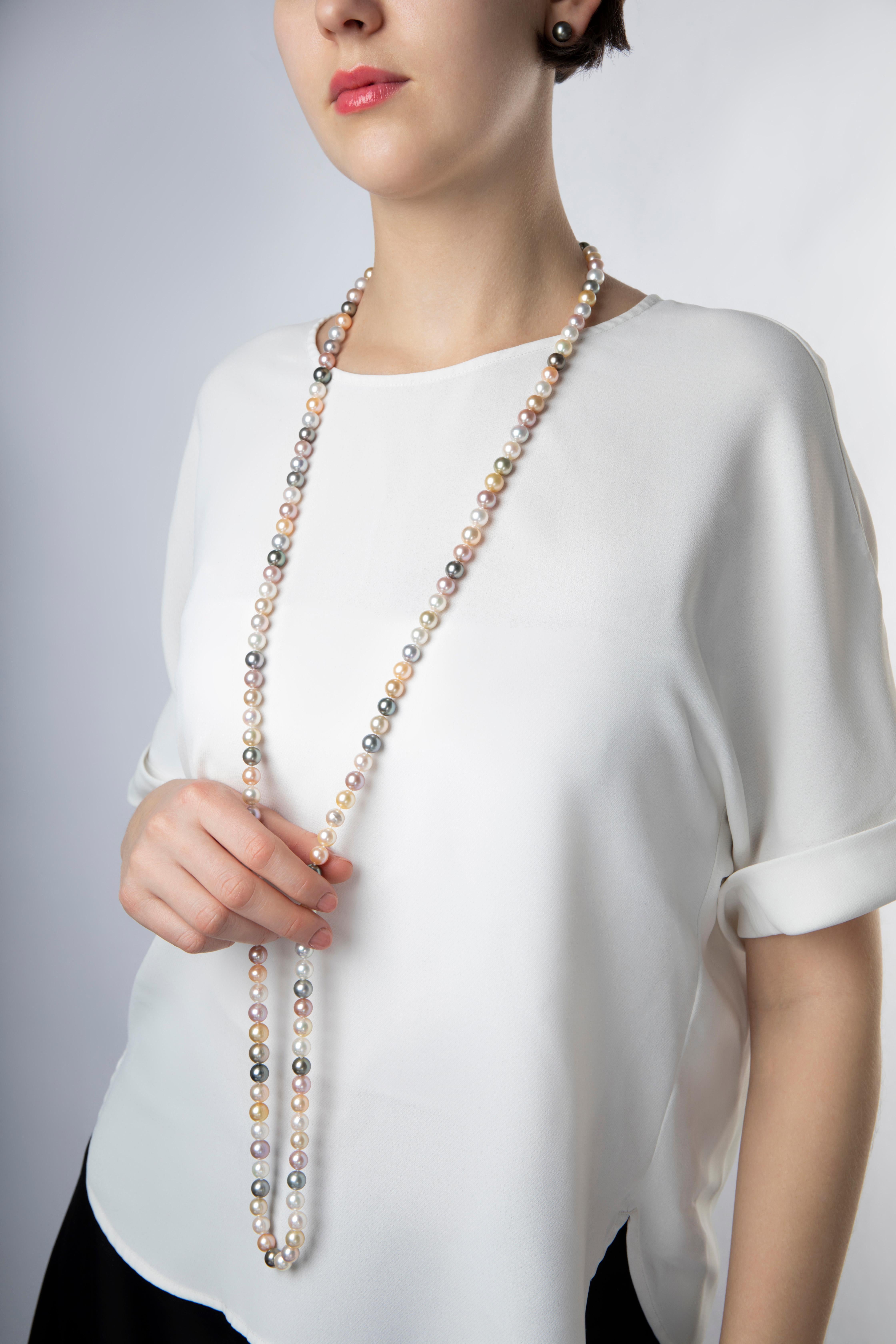 Contemporain Yoko London Collier en corde de perles de Tahiti, des mers du Sud et d'eau douce rose en vente