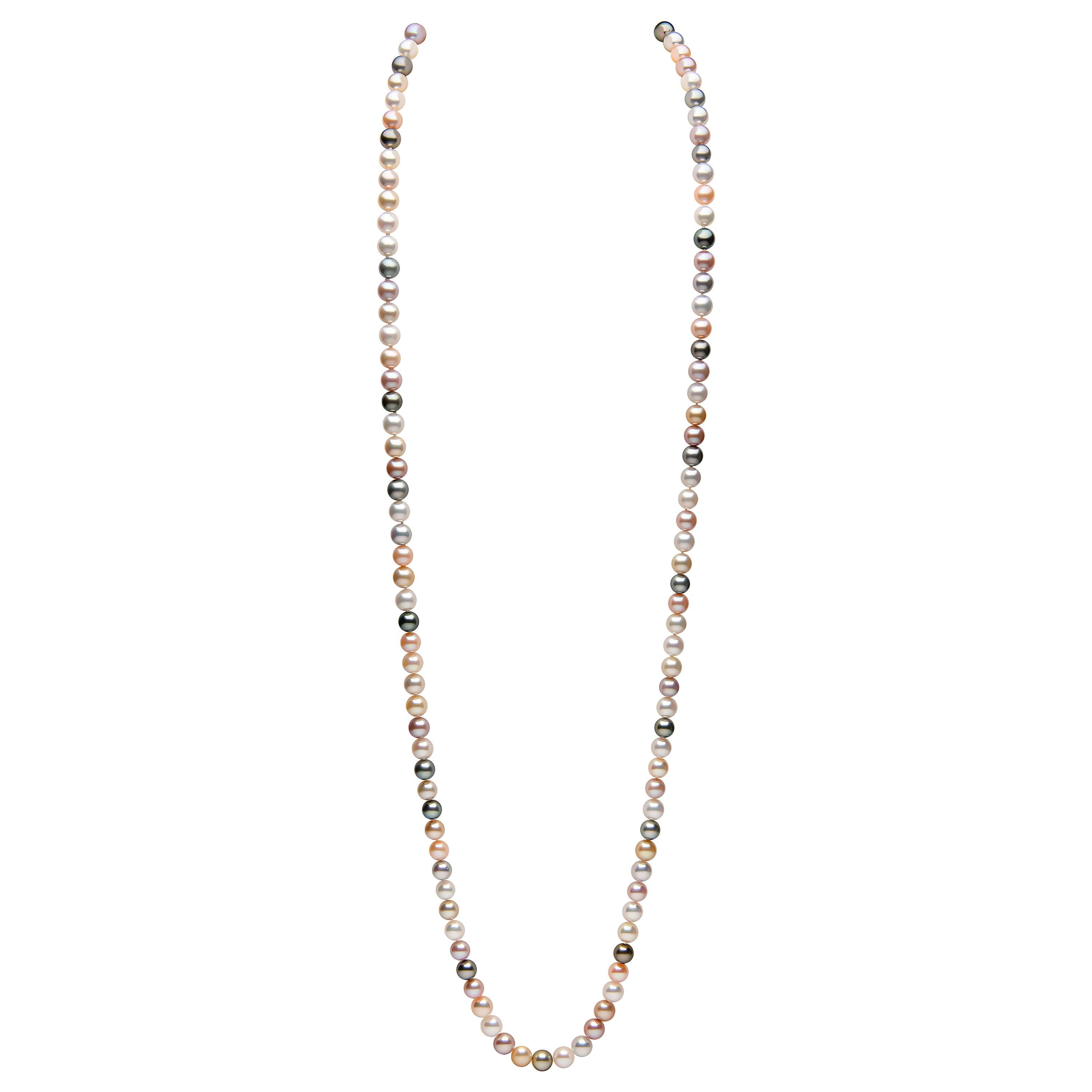 Yoko London Tahitian, South Sea and Pink Freshwater Pearl Rope Necklace For Sale