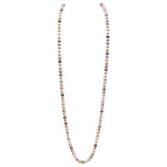 Yoko London Collier en corde de perles de Tahiti, des mers du Sud et d'eau douce rose