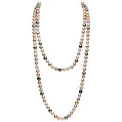 Yoko London Collana in corda di perle di Tahiti, mari del sud e acqua dolce rosa