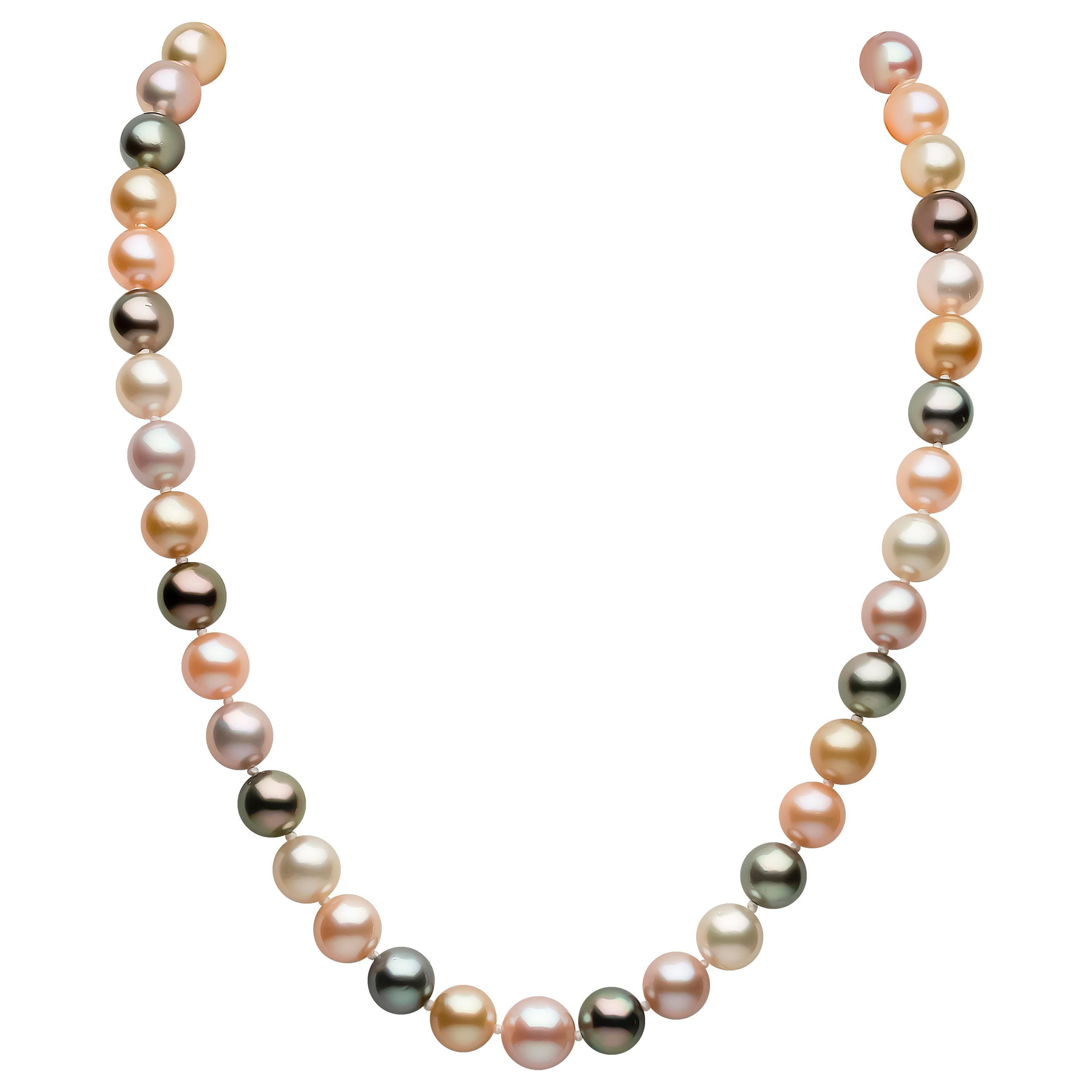 Yoko London Tahitian, South Sea & Pink Freshwater Pearl Necklace 18K Yellow Gold For Sale