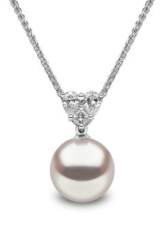 YOKO London Valentines Collection - 18ct White Gold Diamond & Pearl Pendant Duo