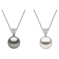 Yoko London Pearls Collection - Duo di ciondoli con diamanti e perle in oro bianco 18 ct.