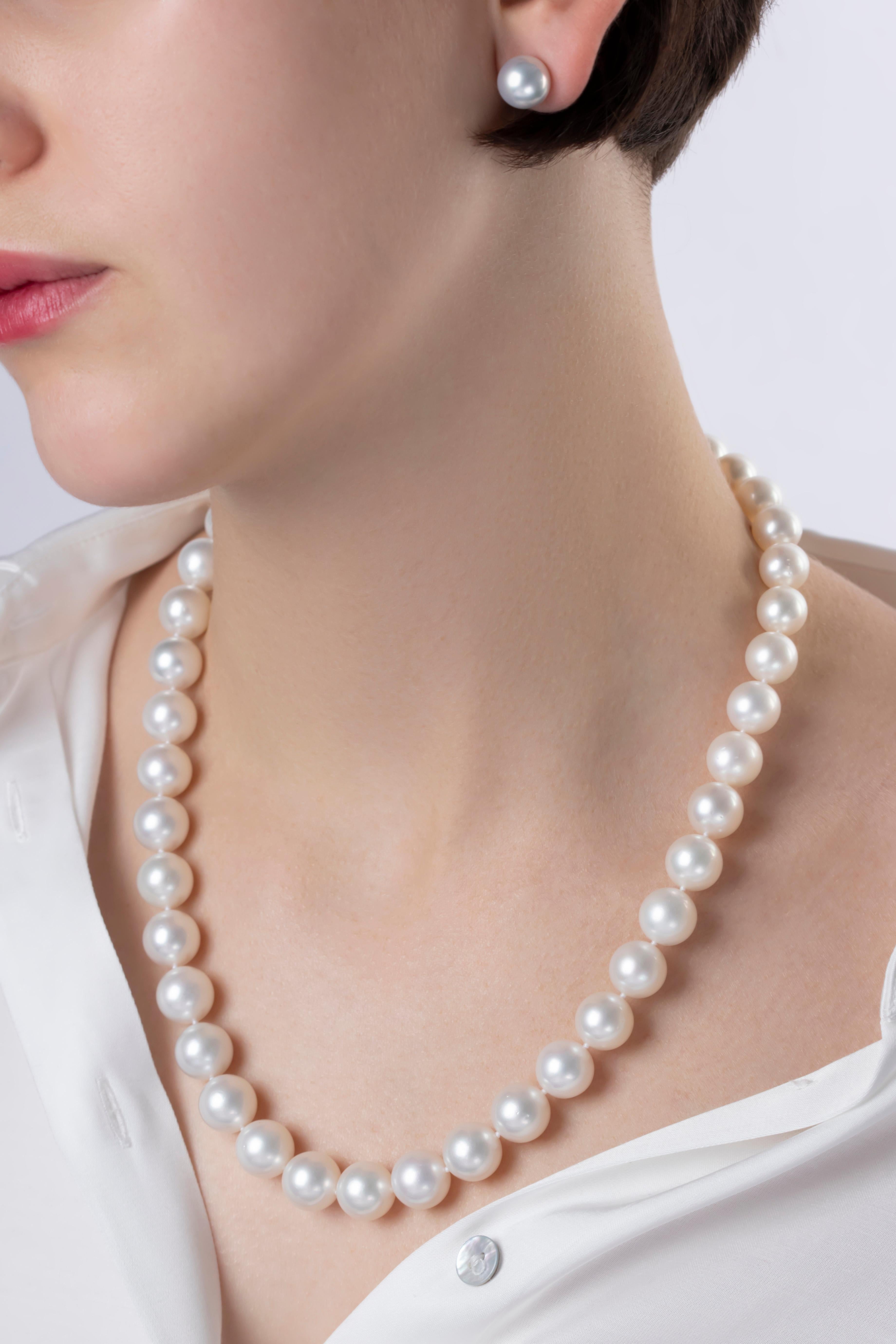 This timeless necklace by Yoko London features 10-12mm Australian South Sea pearls, finished with an elegant 18K white gold ball clasp. Hand-strung in our London atelier by the world’s leading pearl specialists, this classic necklace an essential