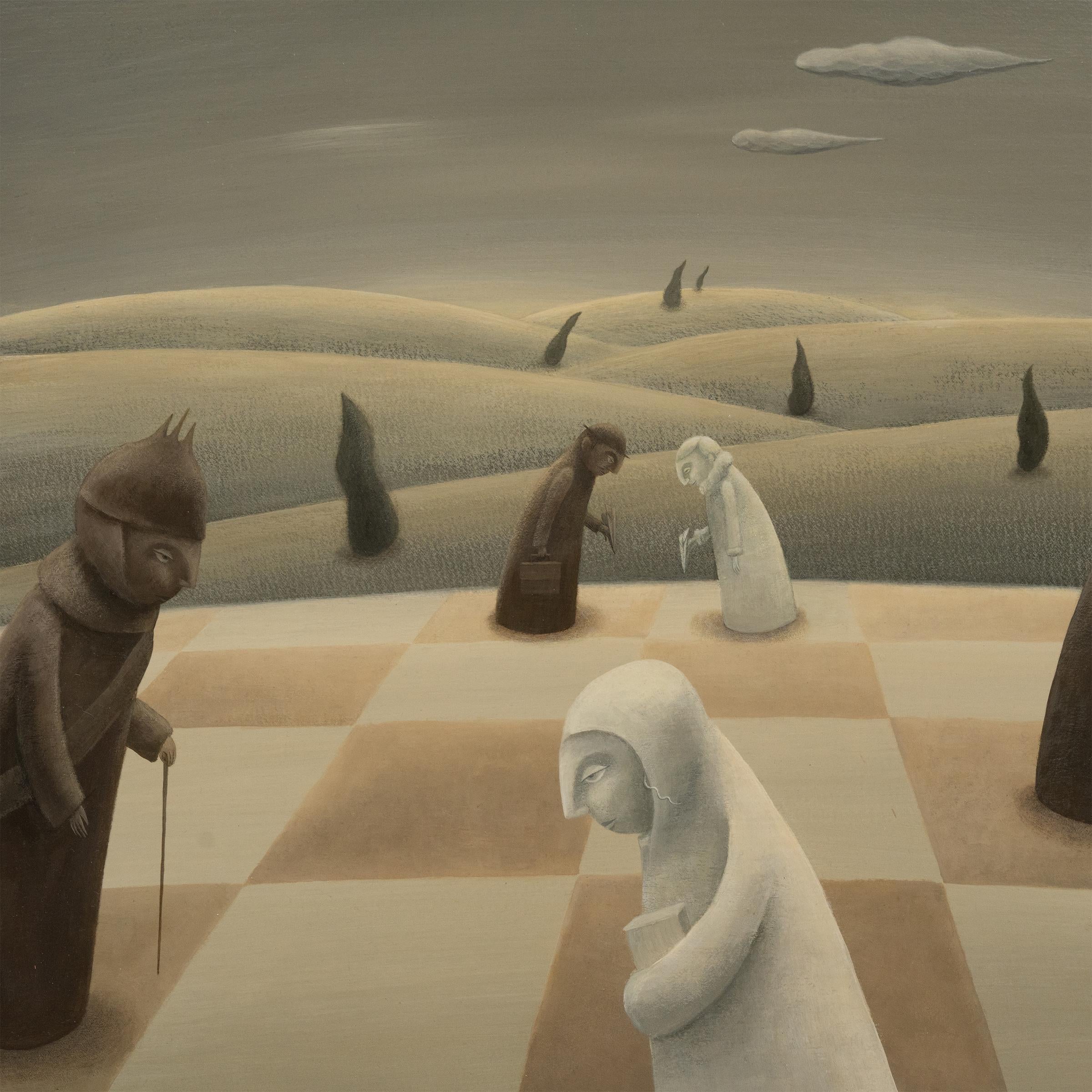 Rencontre - Marron Landscape Painting par Yoko Tanaka