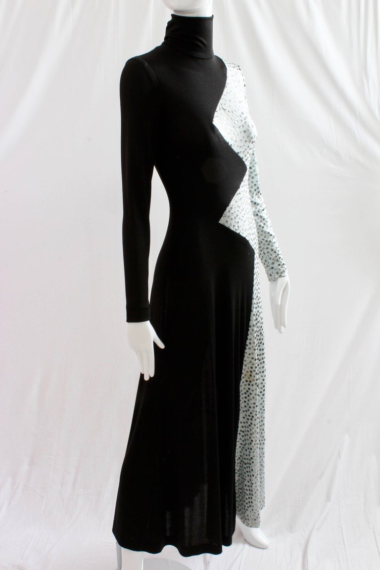 Yolanda Cellucci Black and Gray Maxi Dress Evening Gown, 1970s at 1stDibs