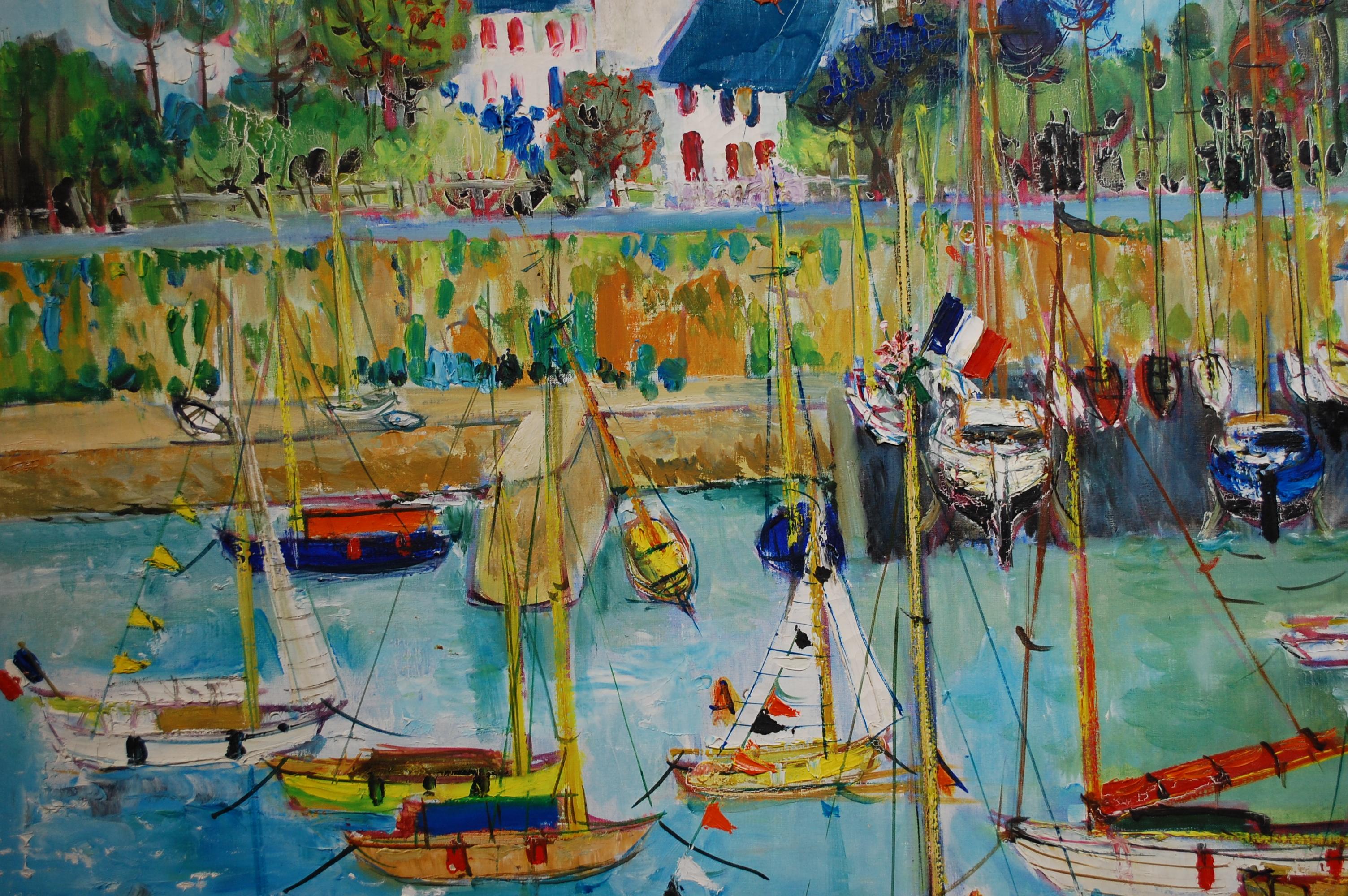 Le Port De Carnac Bretagne The Port Of Carnac Brittany.
Yolande Ardissone (born June 6, 1927) is a French painter. Born in Bueil (Normandy)she studied at the Beaux-Arts and at the Académie de la Grande Chaumière in Paris.
She met Jaques Eitel - who