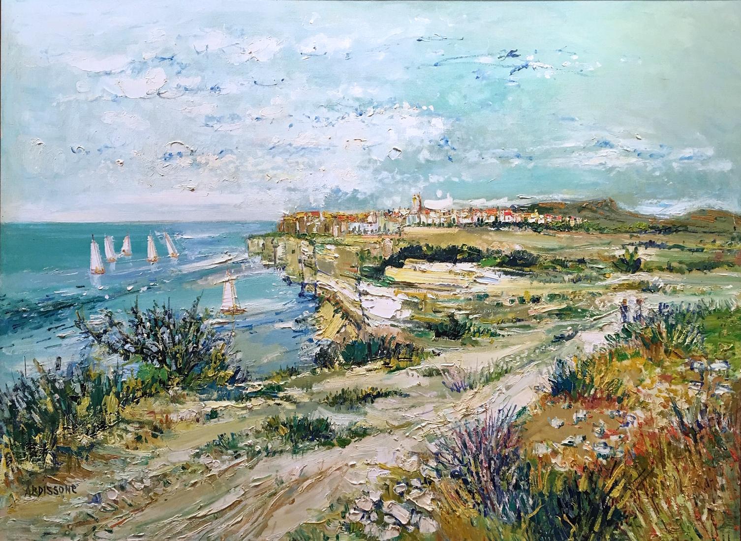 A Coastal View - Painting by Yolande Ardissone