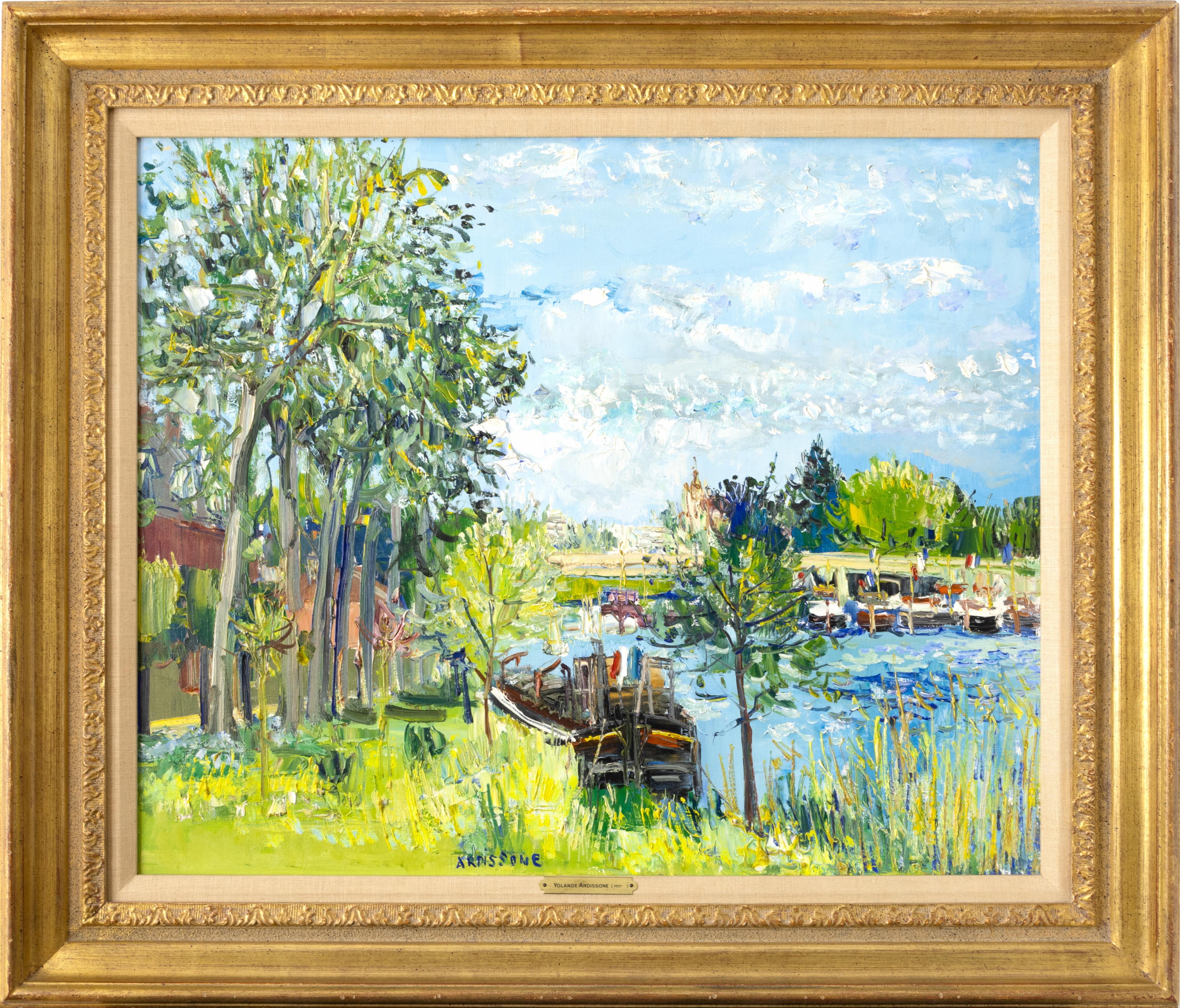 Bateau Sous la Pont - Painting de Yolande Ardissone