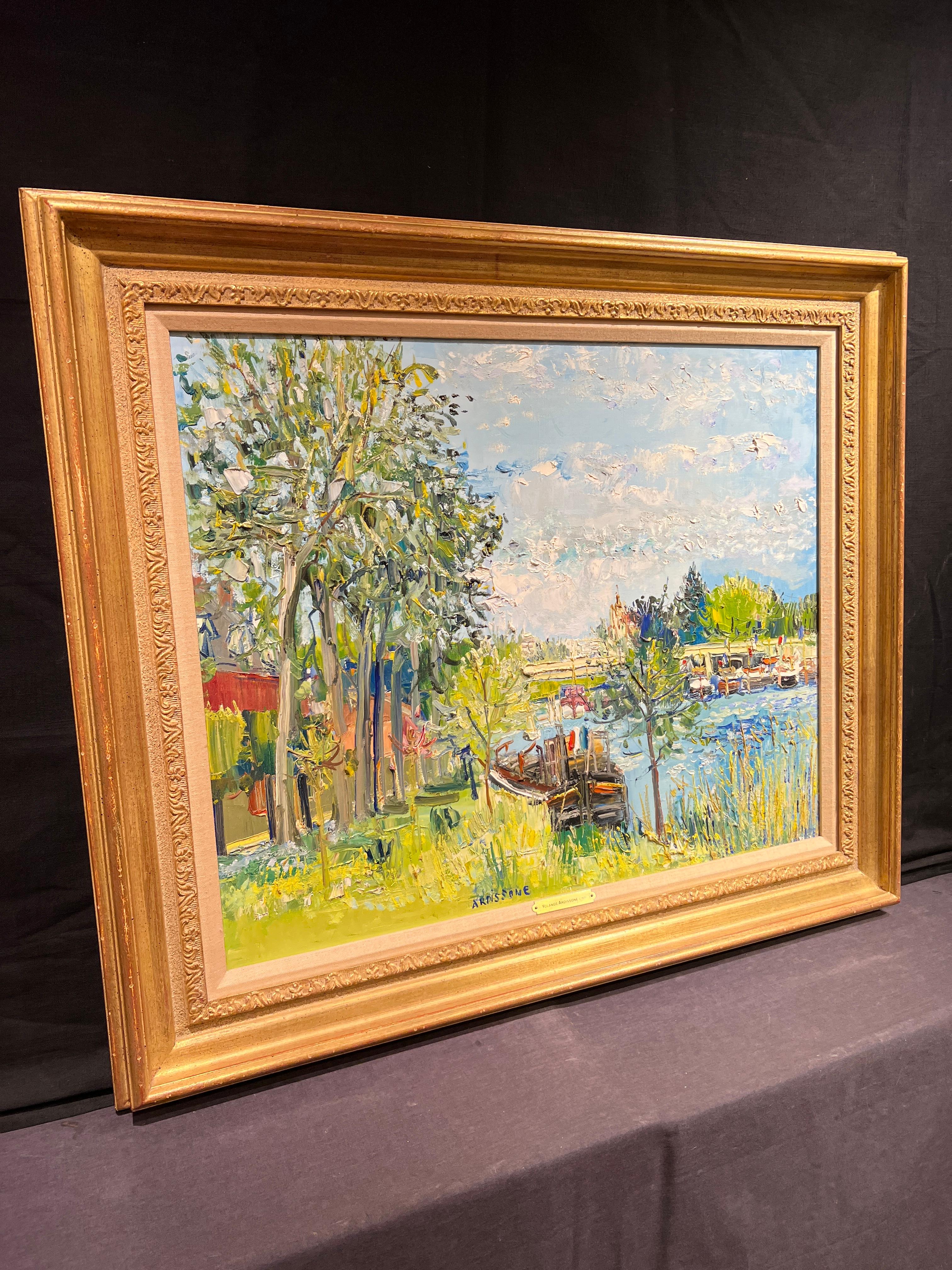 Bateau Sous la Pont - Painting Impresionista de Yolande Ardissone