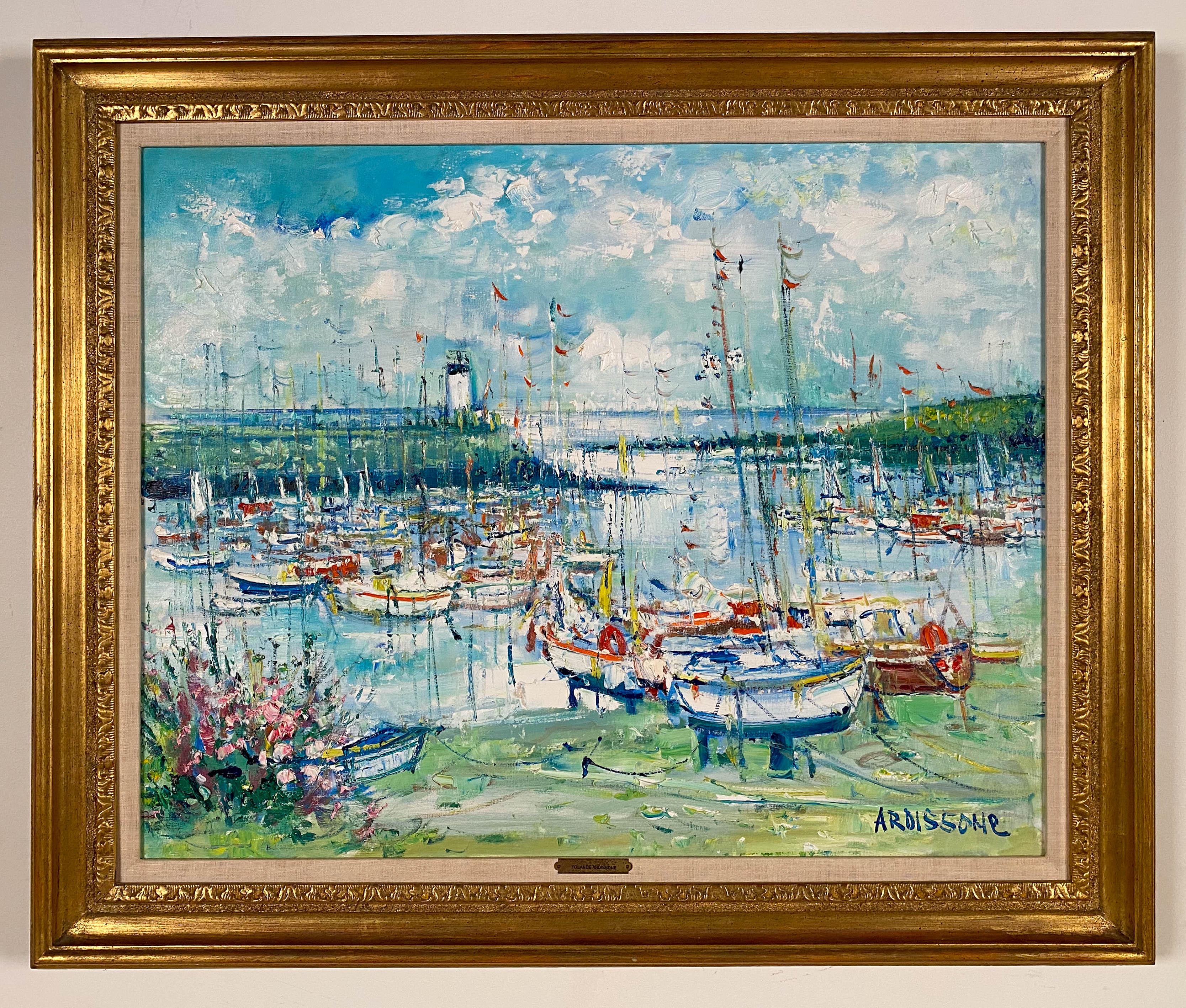 Yolande Ardissone Landscape Painting - Boats in a Marina