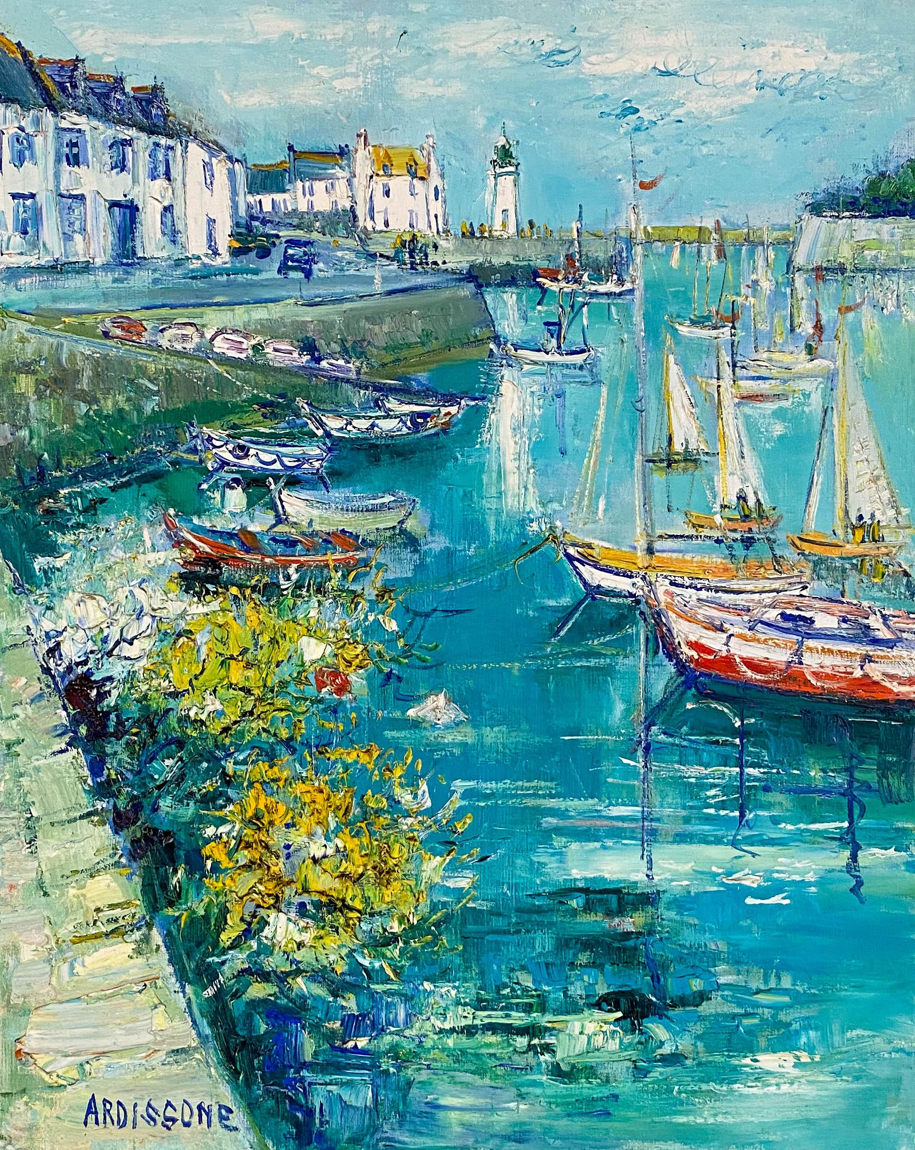 Des Bateaux au Port  - Painting by Yolande Ardissone