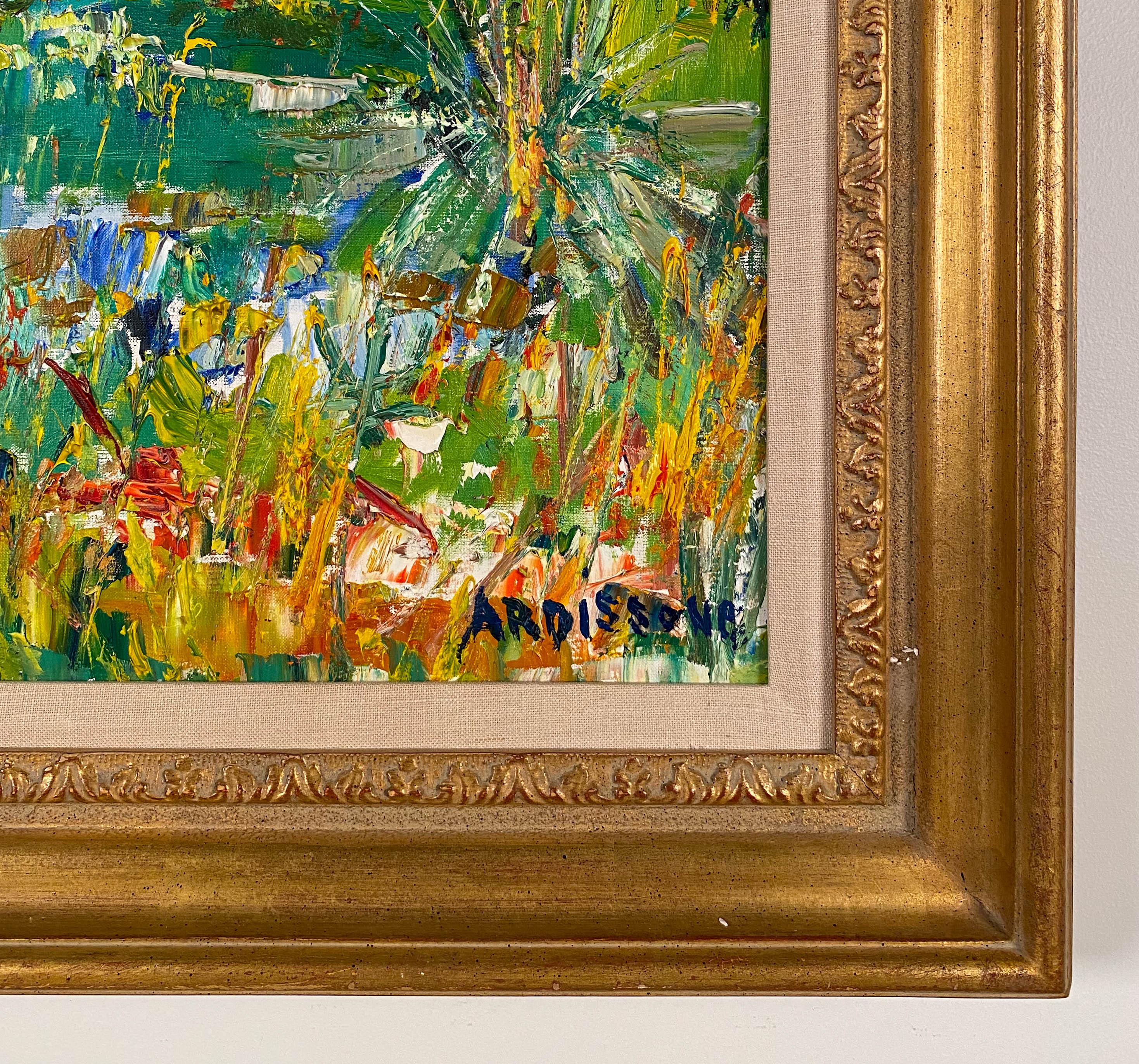 Giverny, aux Bord du Lac - Post-Impressionist Painting by Yolande Ardissone