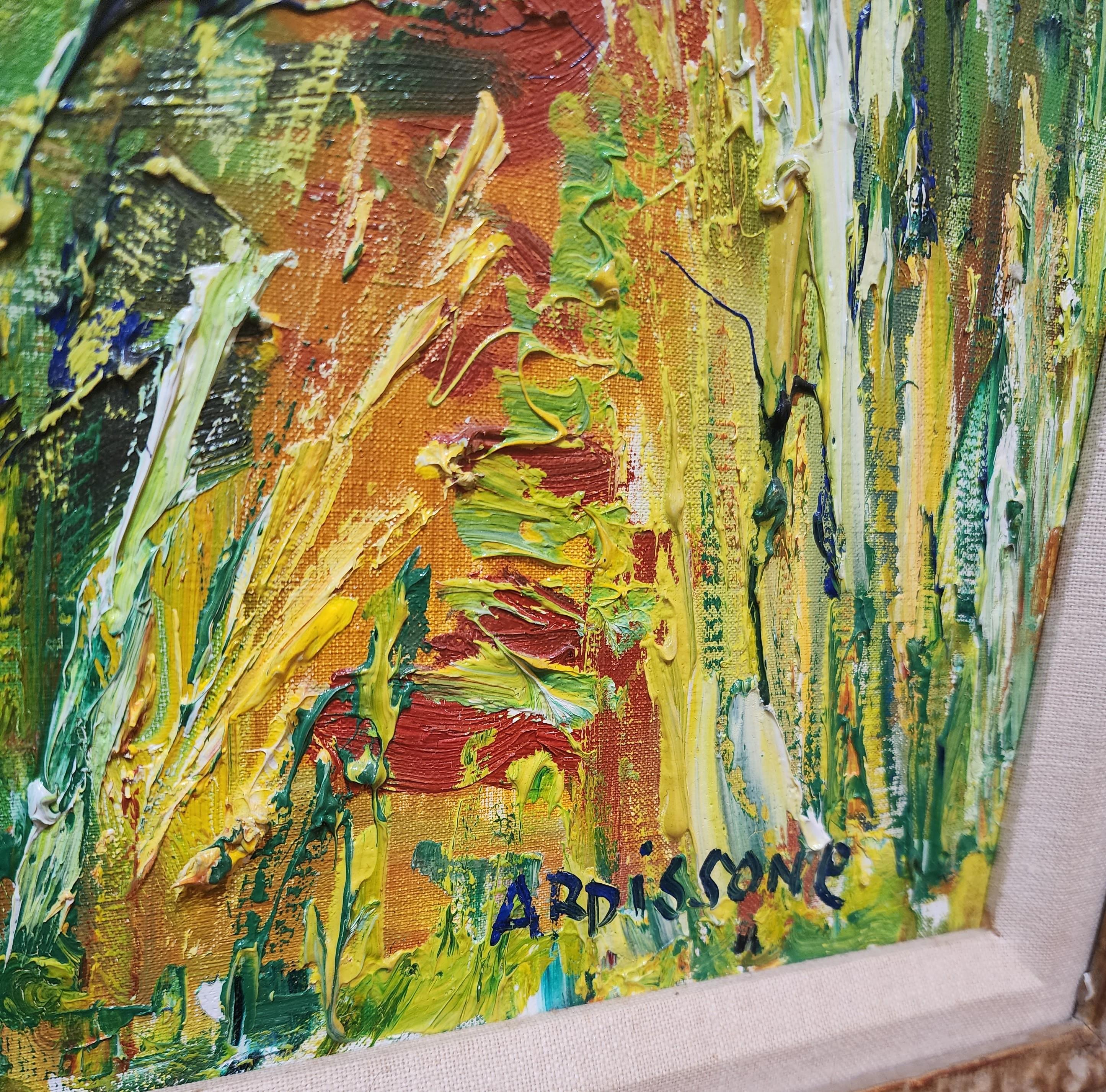 La Rivière, huile sur toile de Yolande Ardissone, scène de rivière française, port en vente 2