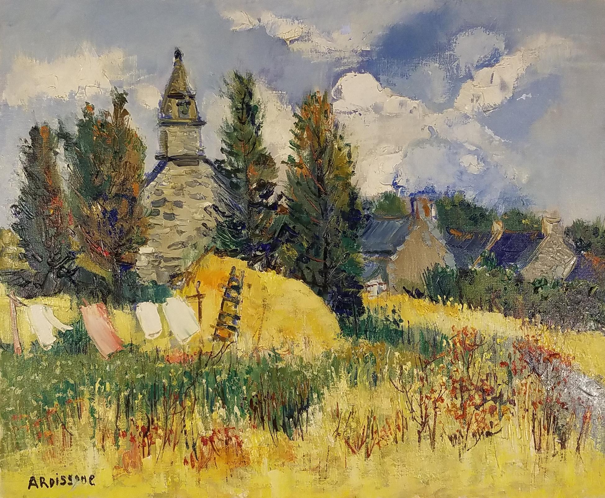 "St. Laurent Landscape, France," Yolande Ardissone, Bright Impressionist Meadow