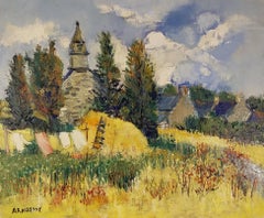 "St. Laurent Landscape, France, " Yolande Ardissone, Bright Impressionist Meadow