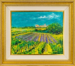 Yolande Ardissone European Vineyard Signed Original Oil on Canvas Painting