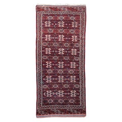 Tapis turcoman ancien du Turkmen Turkoman à motifs tribaux Yomud noué à la main avec motif de bélier