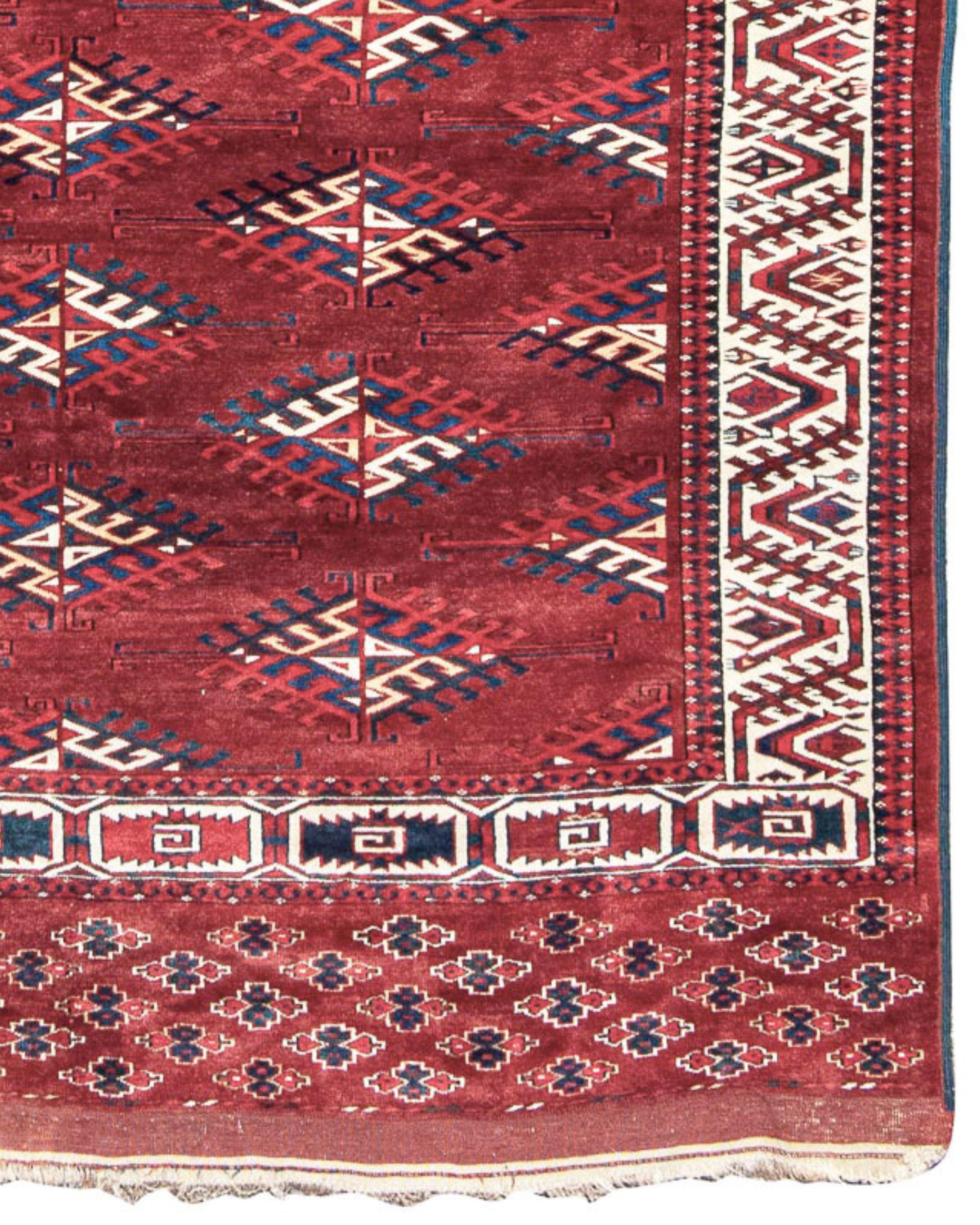 Wool Antique Turkmen Yomut Main Carpet Rug, 19th Century For Sale