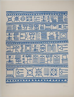 Architetto : Pittogrammi della Genesi (Blu) - Serigrafia originale, firmata a mano