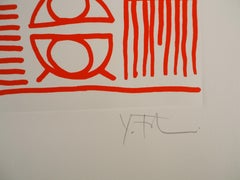 Architetto : Pittogrammi della Genesi (arancione) - Serigrafia originale, firmata a mano