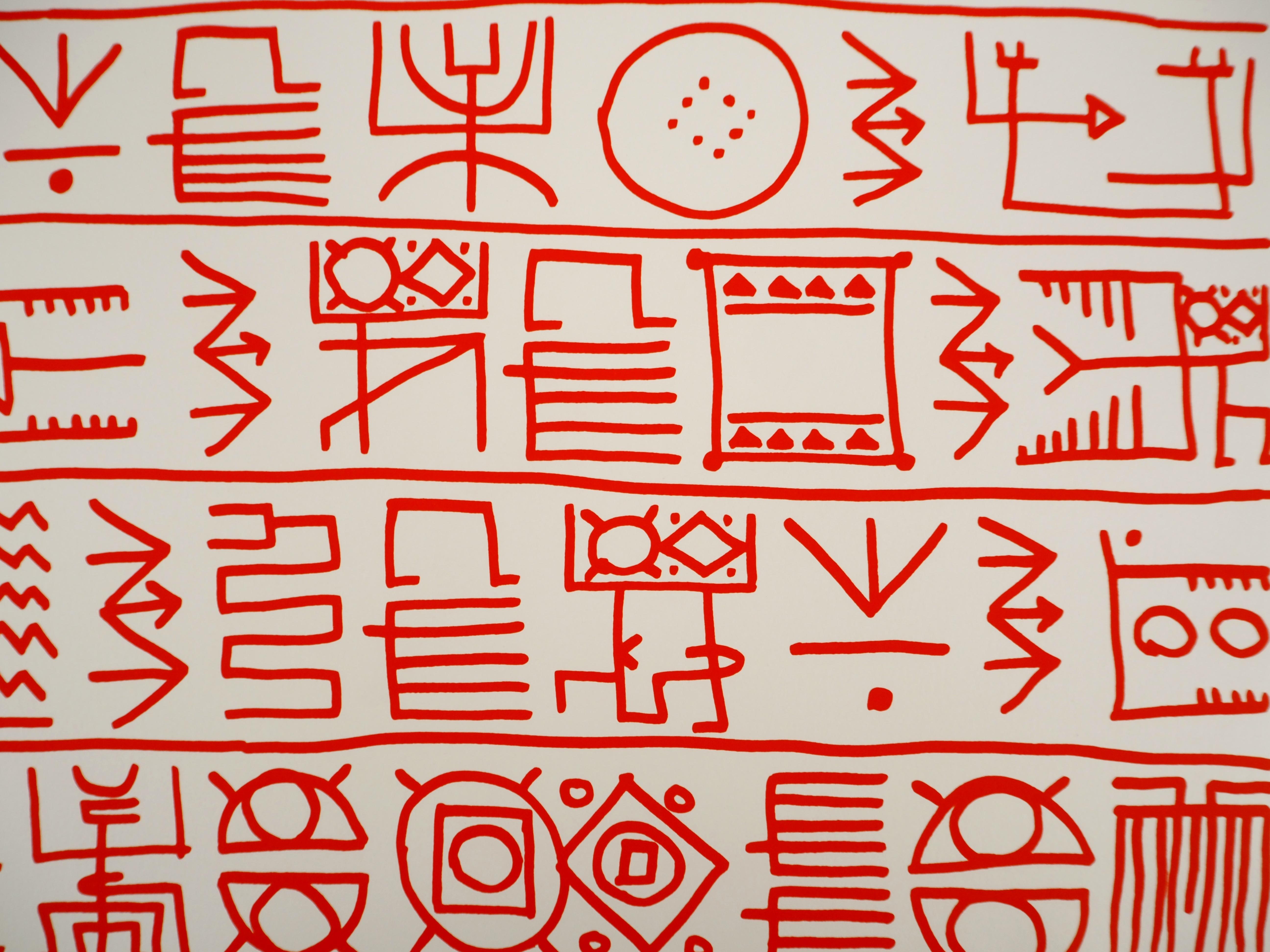 Architect : Pictograms of Genesis (Orange) - Original Screenprint, HANDSIGNED For Sale 1
