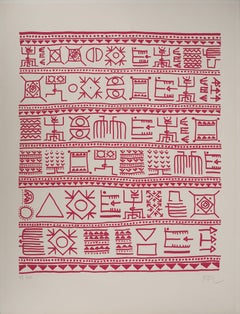 Architetto : Pittogrammi della Genesi (Rosa) - Serigrafia originale, firmata a mano