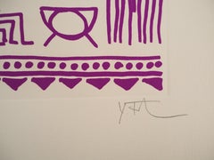 Architetto : Pittogrammi della Genesi (viola) - Serigrafia originale, firmata a mano