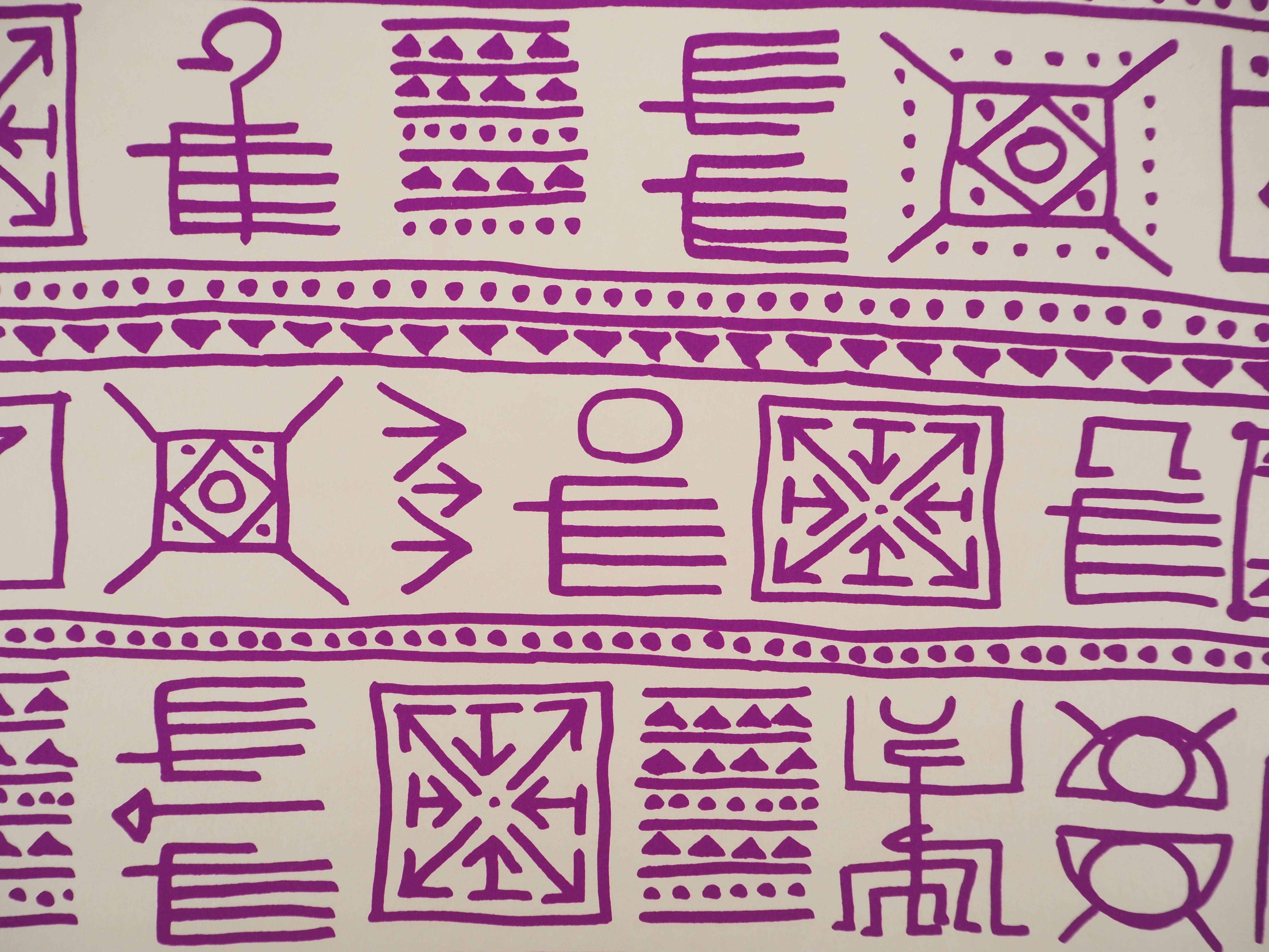 Architect : Pictograms of Genesis (Purple) - Original Screenprint, HANDSIGNED For Sale 1