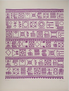 Architetto : Pittogrammi della Genesi (viola) - Serigrafia originale, firmata a mano