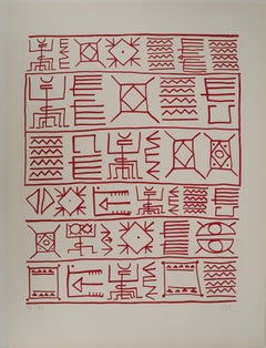 Architetto : Pittogrammi della Genesi (Rosso) - Serigrafia originale, firmata a mano