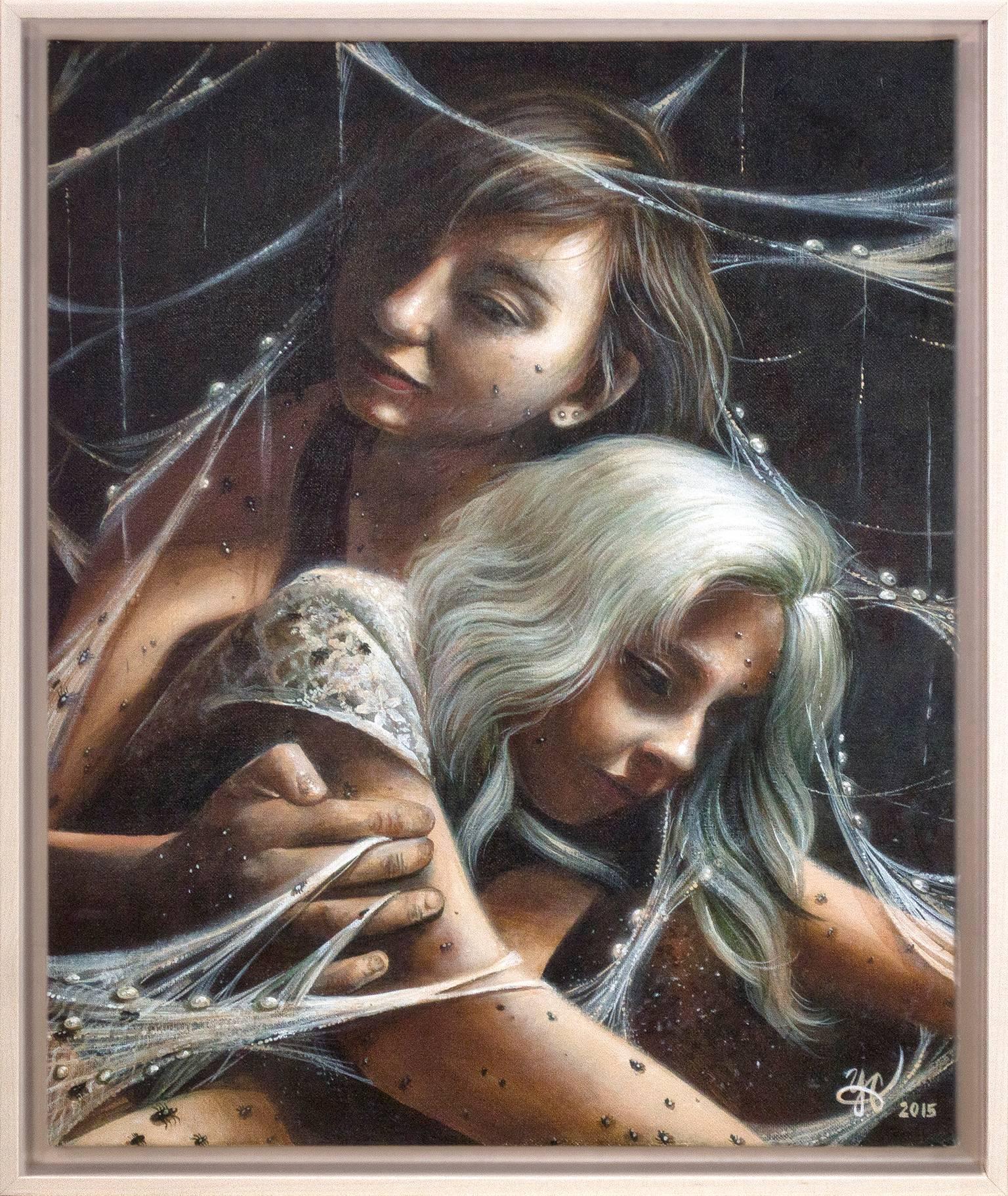 Pittura figurativa contemporanea in acrilico soggetti femminili macabri firmati