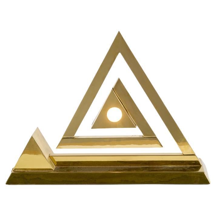 Yonel Lebovici, Pyramide pantographe, Brass Table Lamp, France, c. 1978 For Sale
