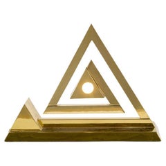 Yonel Lebovici, Pyramide pantographe, Brass Table Lamp, France, c. 1978