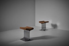 Yonel Lebovici Hocker „X“ aus Edelstahl, Frankreich 1973