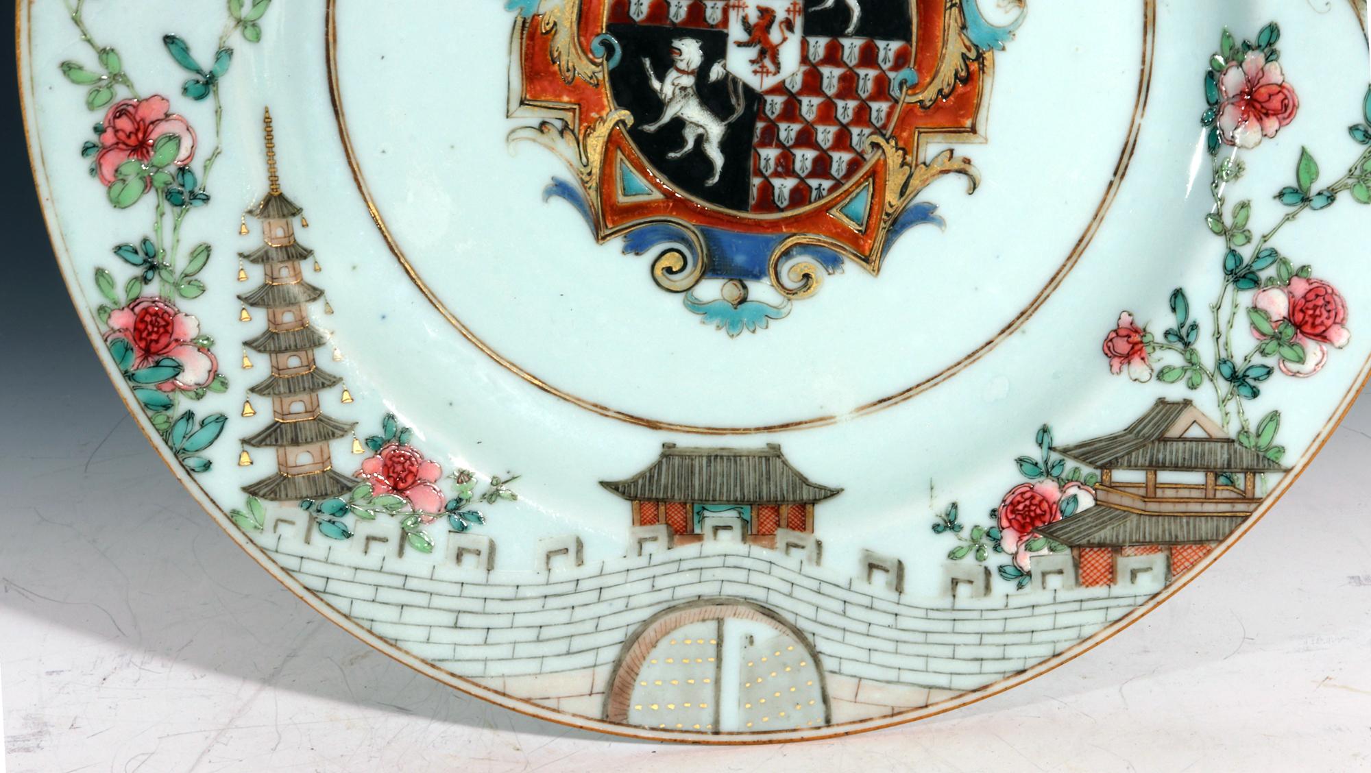 Yongzheng Chinese Export Porcelain Armorial Plate with Arms of Gresley In Good Condition For Sale In Downingtown, PA