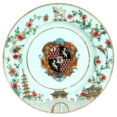 Yongzheng Chinese Export Porcelain Armorial Plate with Arms of Gresley