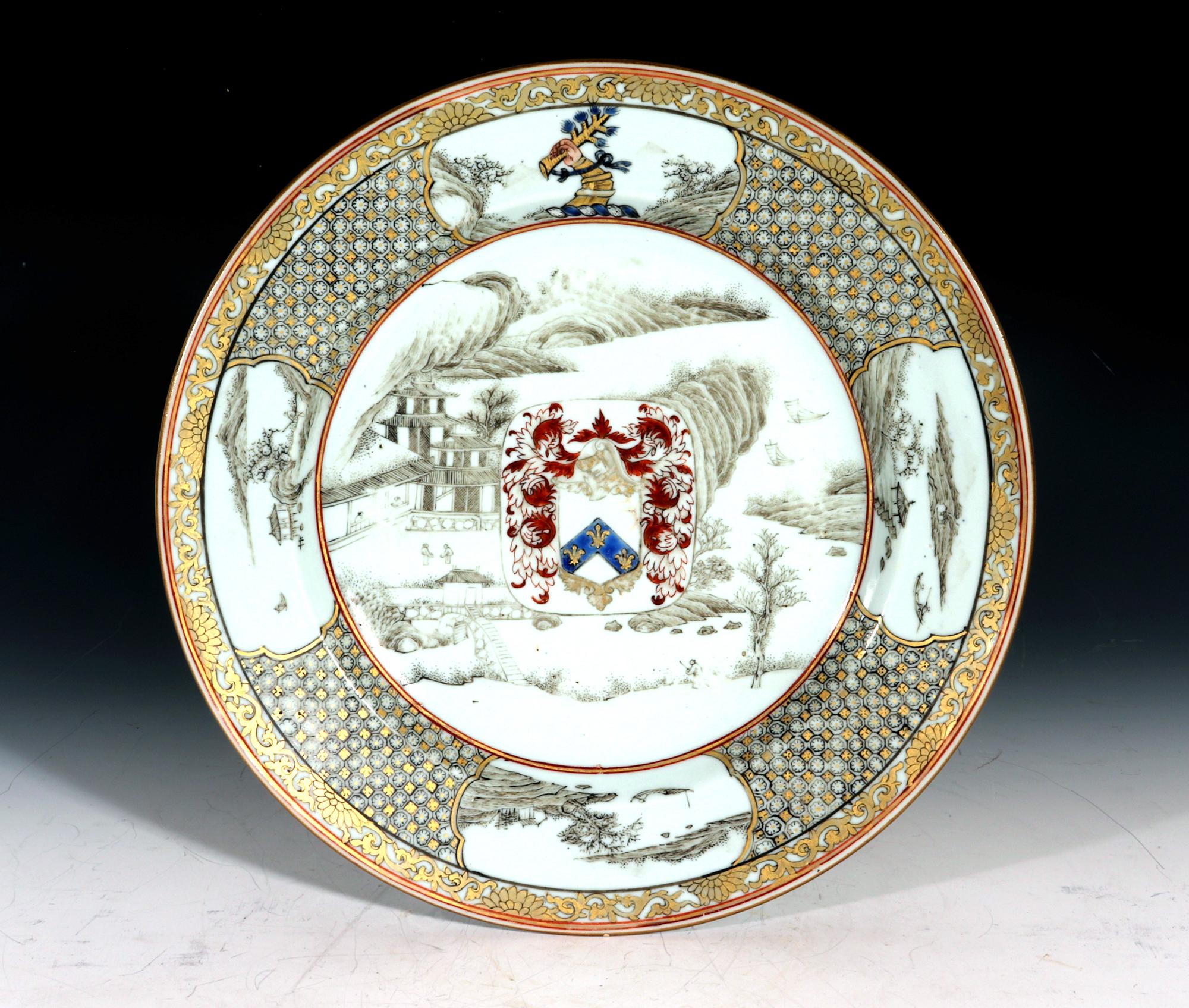 Early 18th Century Yongzheng Period Chinese Export Porcelain Plate,
Arms of Elwick of Middlesex,
John Elwick of Mile End in Middlesex and of Cornhill in the City of London,
Circa 1730

This rare Chinese Export armorial plate is painted with the