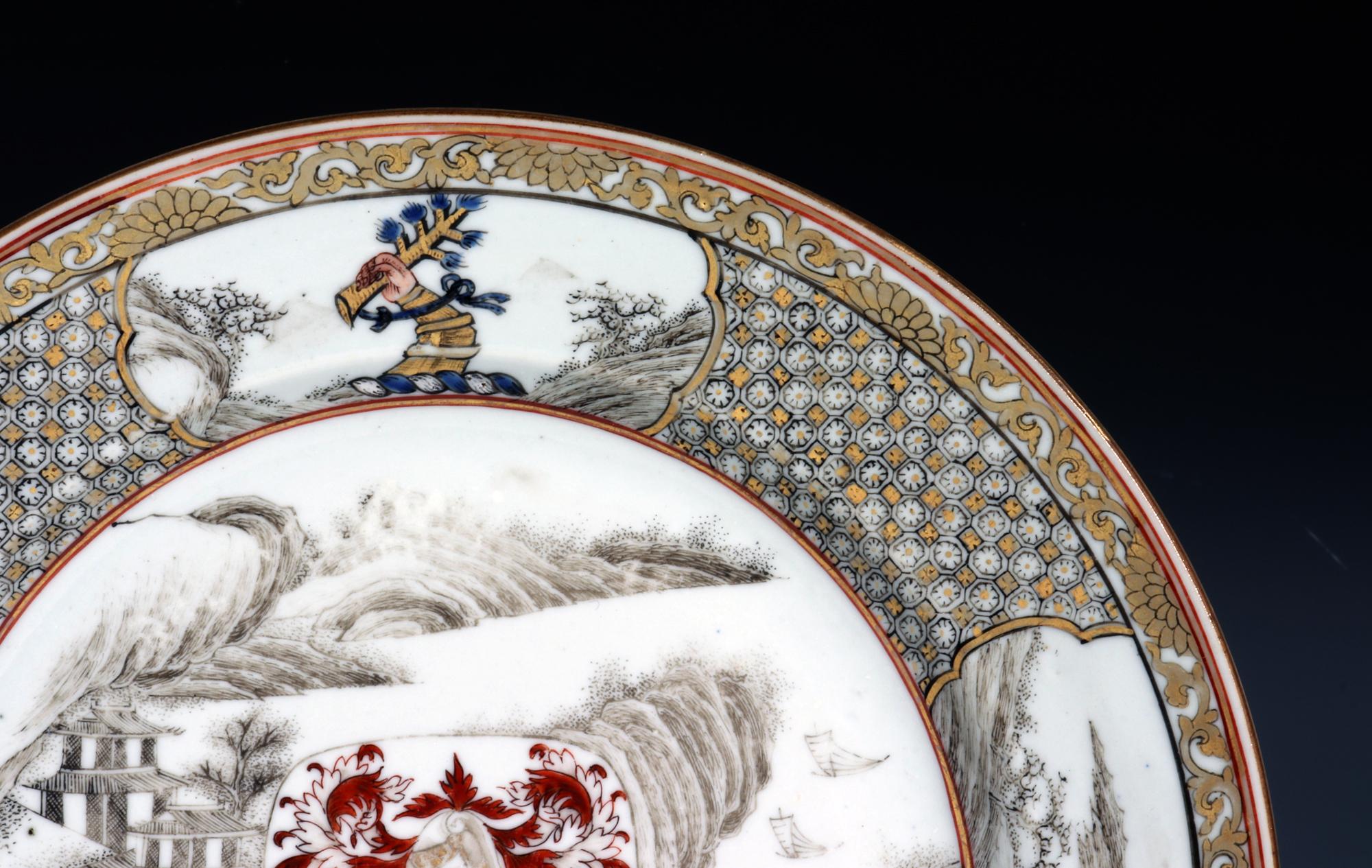 Yongzheng Chinese Export Porcelain Plate with Arms of Elwick of Middlesex For Sale 2