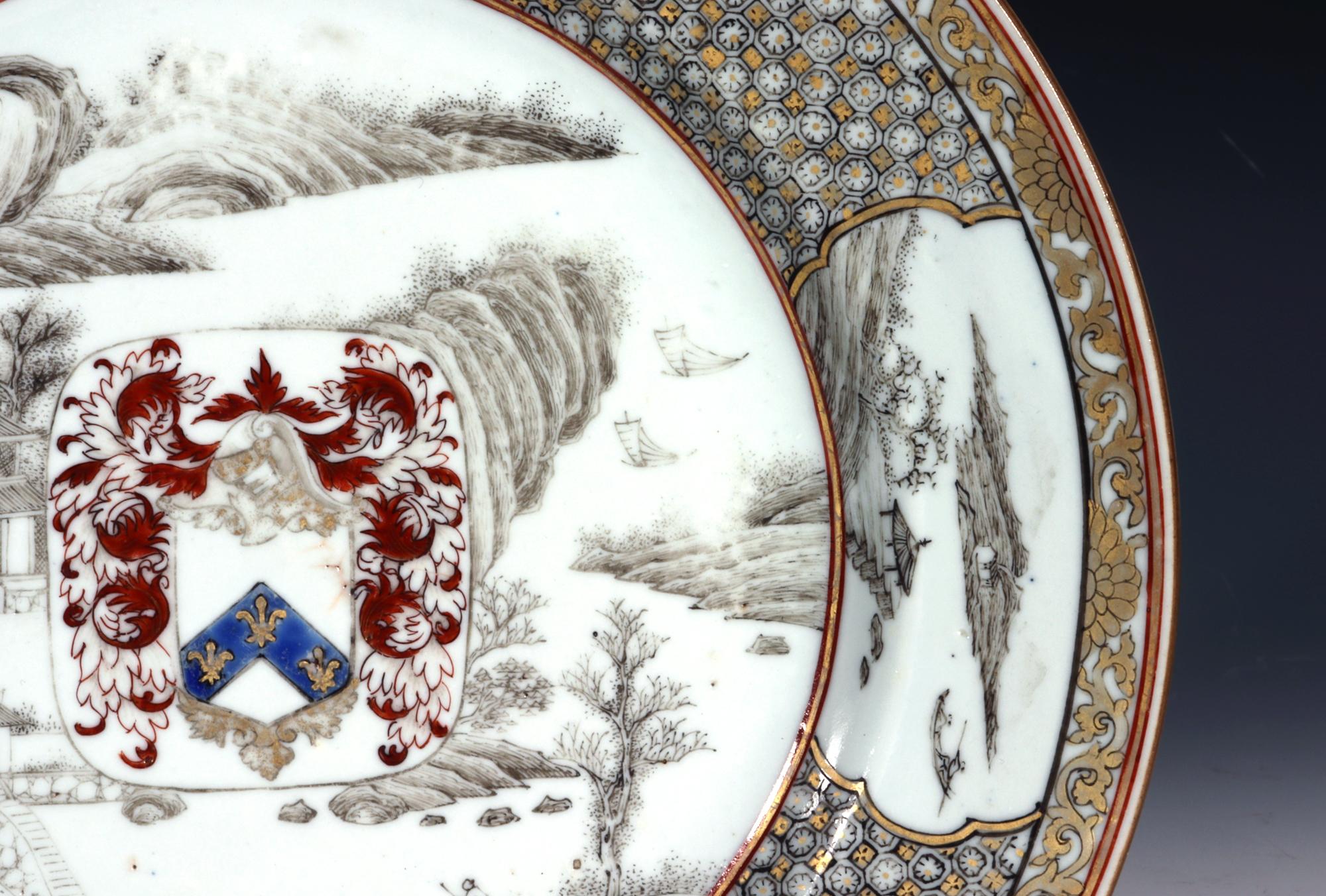 Yongzheng Chinese Export Porcelain Plate with Arms of Elwick of Middlesex For Sale 4