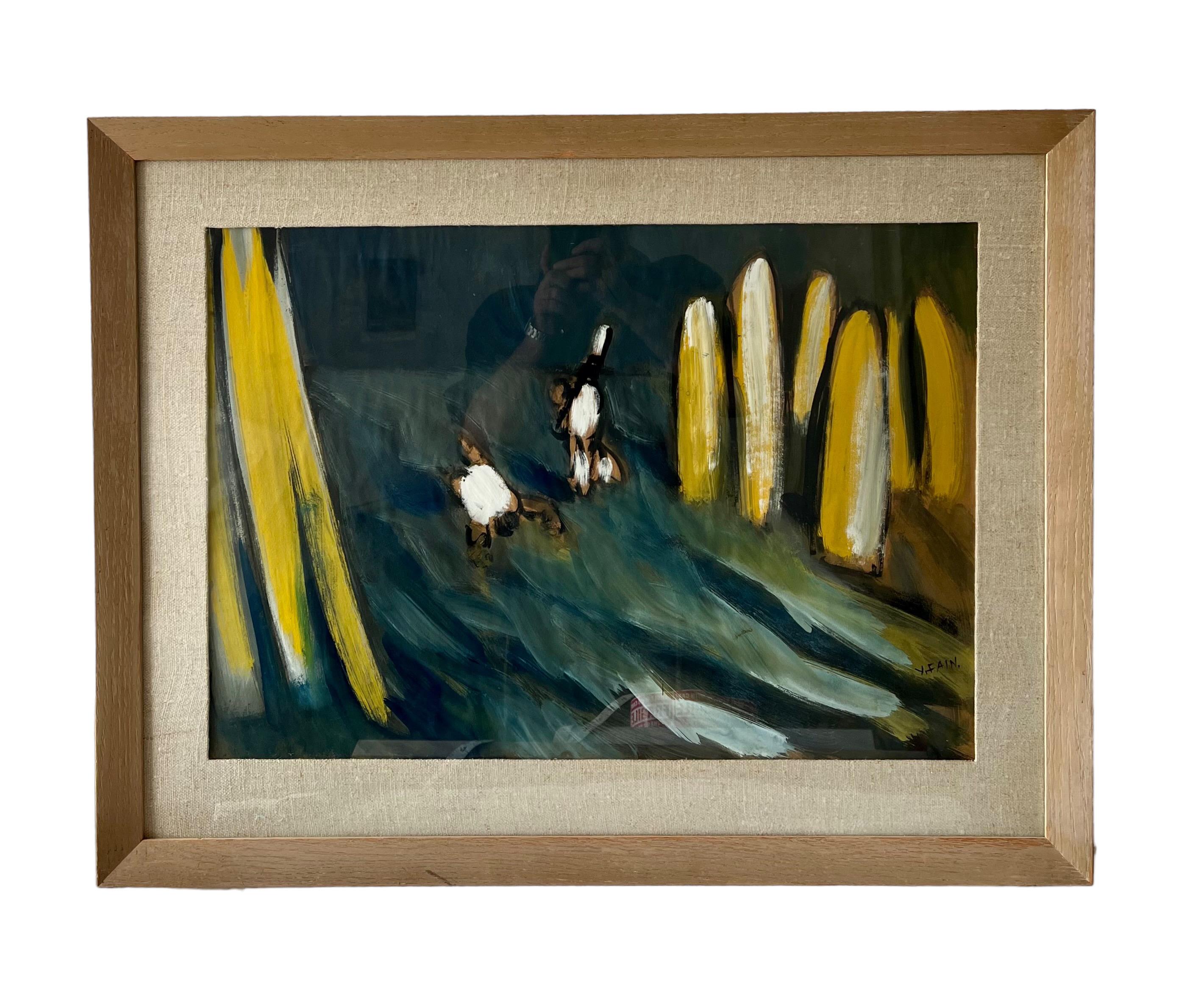 Yonia Fain (1913 - 2013) 
Gouache. Hand signed lower right. 
Sight Size: 19 x 27 in. Size: 27 x 34.5 in. 
Framed behind glass.


Genre: Avant-Garde
Subject: Abstract Mexican Seascape
Medium: Gouache
Surface: Paper
Country: Mexico


Although this oil