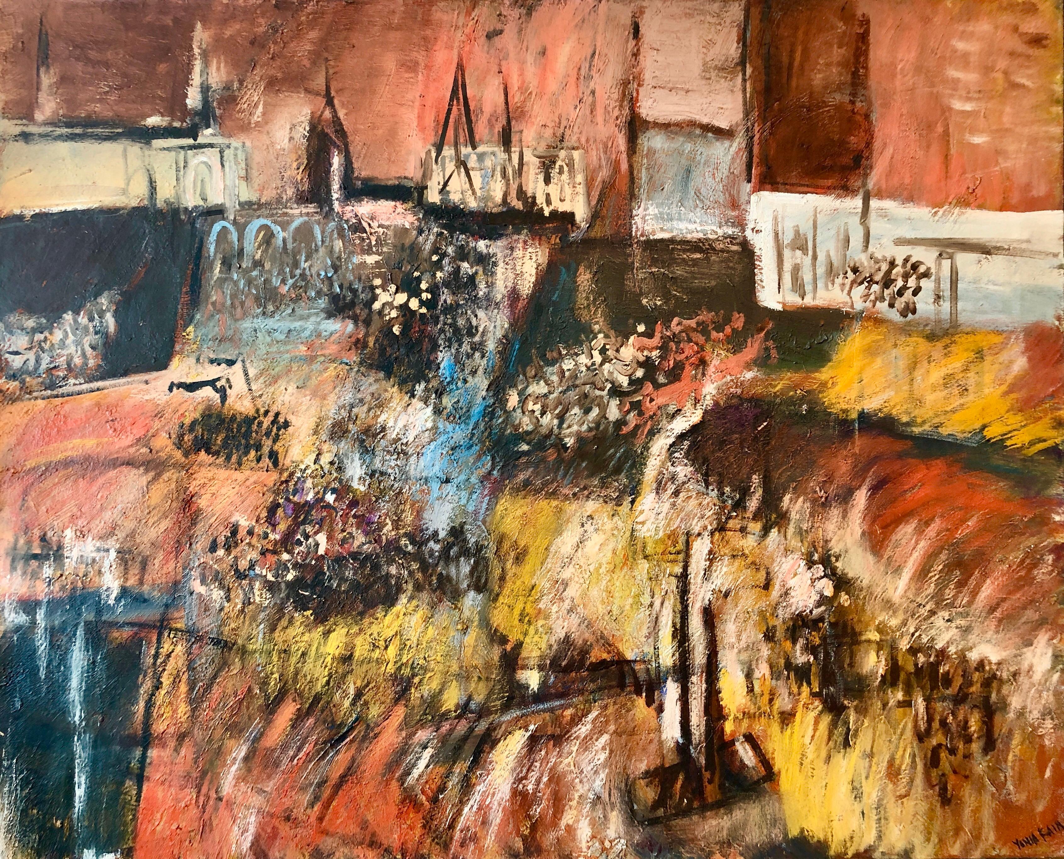 Jüdische mexikanische Avant Garde Fiesta von Guadalupe Expressionist Ölgemälde im Angebot 5