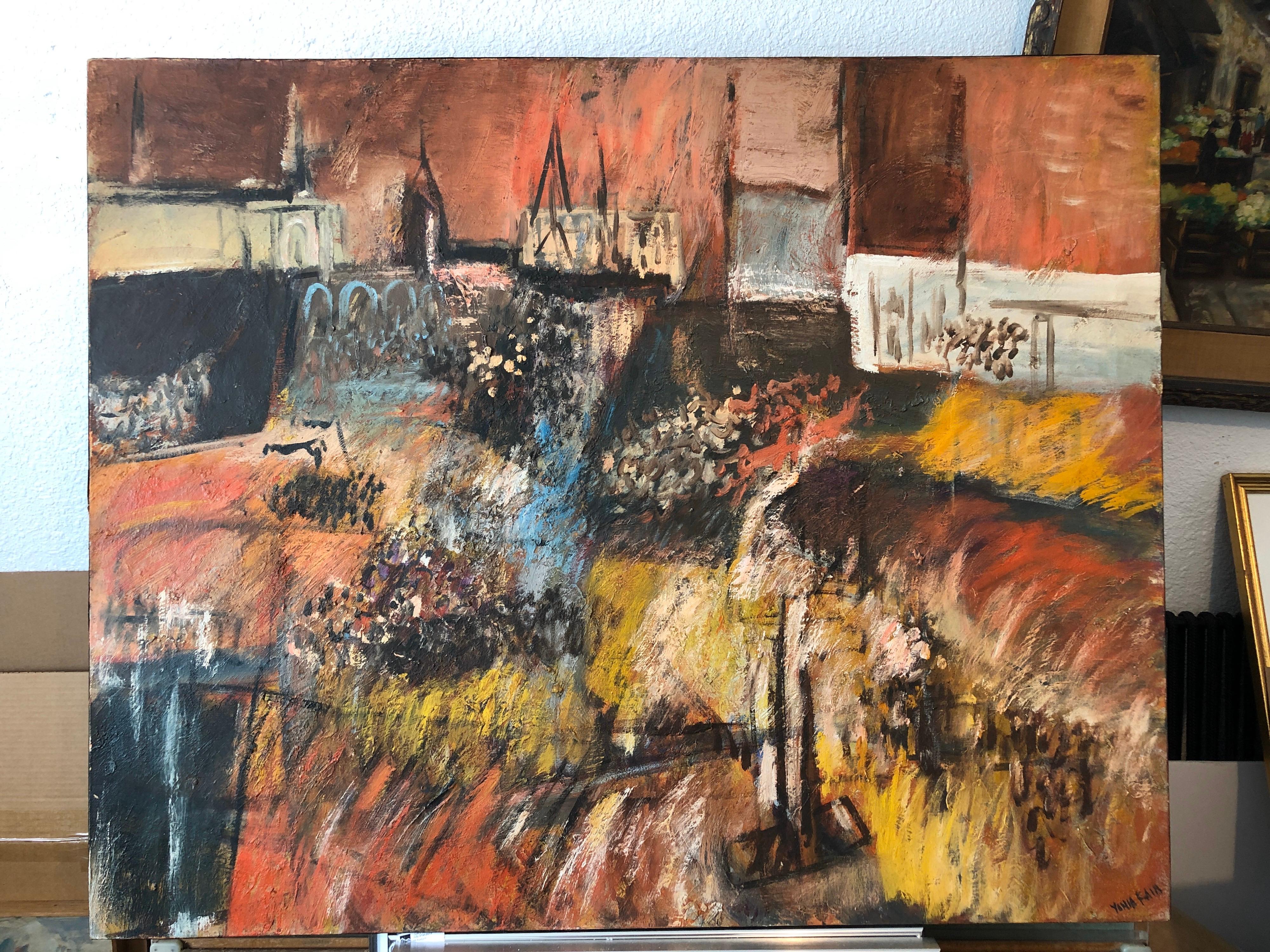 Jüdische mexikanische Avant Garde Fiesta von Guadalupe Expressionist Ölgemälde im Angebot 7