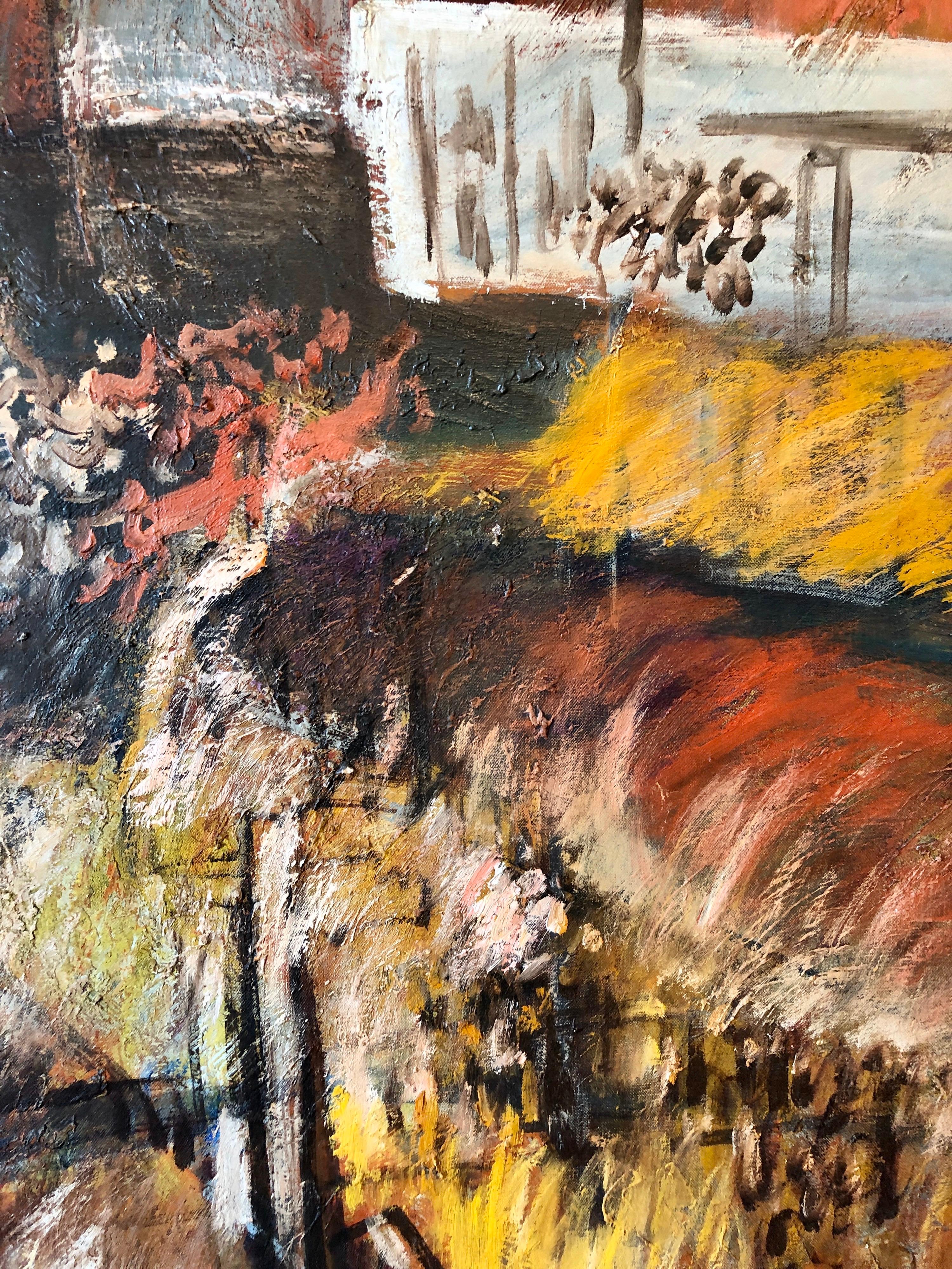 Jüdische mexikanische Avant Garde Fiesta von Guadalupe Expressionist Ölgemälde im Angebot 2